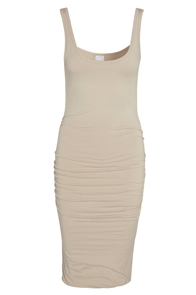 Dress 001- Beige - black-white-beige